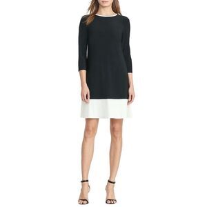 New! RALPH LAUREN Women's Colorblock Jersey Shift Dress 3/4 Sleeve